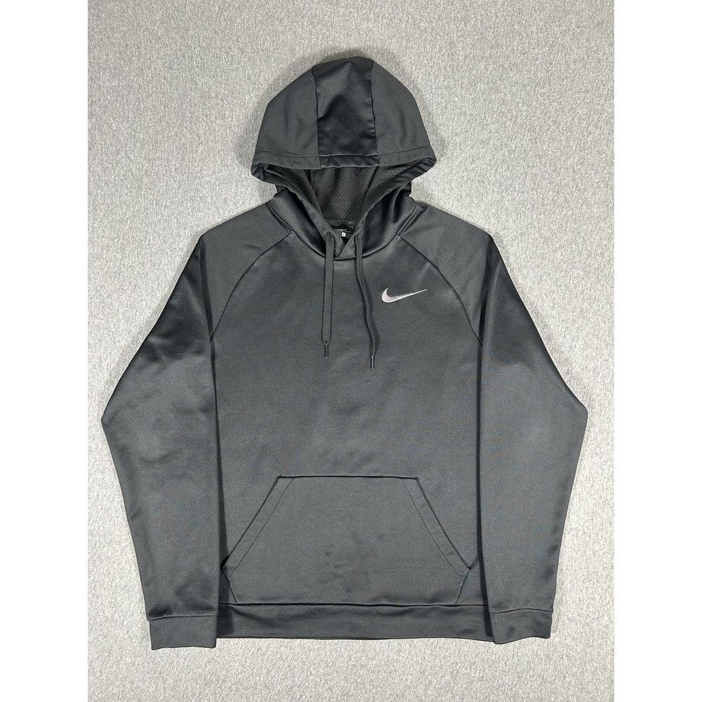 Nike Dri-Fit Mens Black Pullover Hoodie Athletic Drawstring Casual Wear M